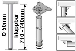 Tischbeinlänge 710-740mm klapp