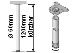 Tischbeinlänge 1200mm kürzbar