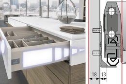 Actro Führung mit Silent System für 18mm Korpusseitendicke