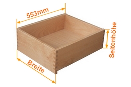 Schubkasten mit tiefer gezogenem Voderstück, Länge 553mm