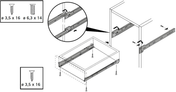 Rollenführung FR 402 Teilauszug 250mm
