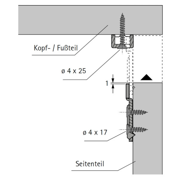 Verbindungsbeschlag für Betten 100mm (Garnitur)