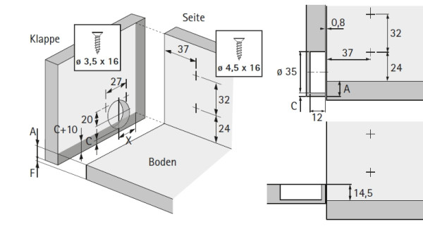Klappenscharnier Markant 7.1 (Garnitur)