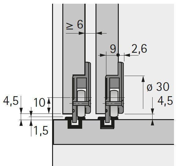 Laufteil zum Anschrauben 30kg, Slide Line 55