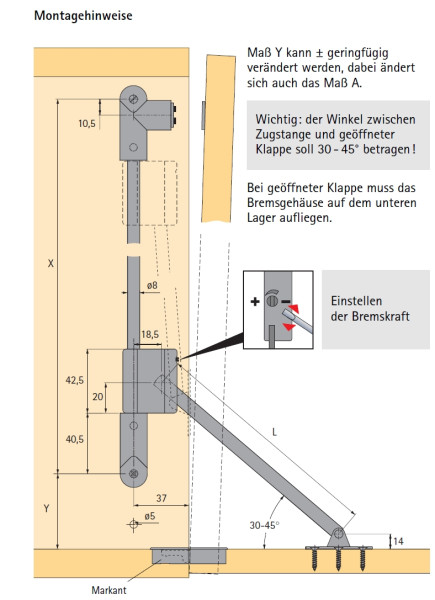 Klappenbremse Klassik D / 405 mit Magnet Zuhaltung (Links)