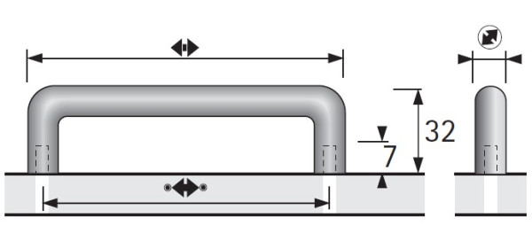 Möbelgriff -Avenio- Bohrabstand 96mm Nickel matt
