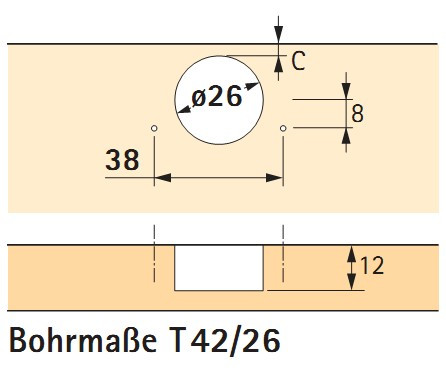 Topfscharnier Intermat 9924 95° Topf 26mm (Einliegend)