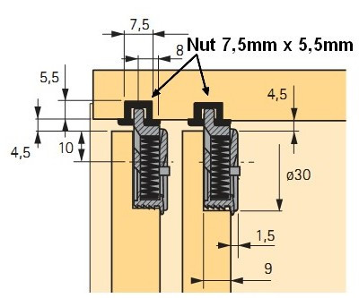Lauf- und Führungsprofil für Nutenmontage braun Slide Line 55