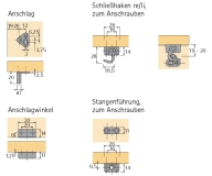 Drehstangenschloss mit einfacher Schließung, Set RECHTS