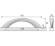 Möbelgriff -Coria- Bohrabstand 128mm Nickel matt
