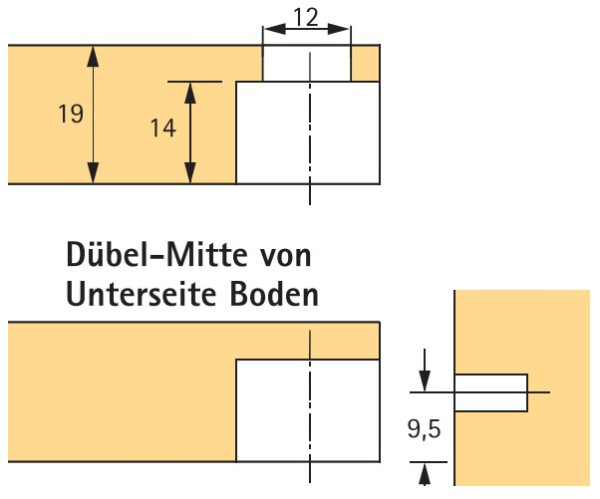 Exzenter Verbindungsbeschlag VB 35 M, Böden 19mm