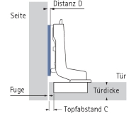 Topfscharnier Intermat 9943 110° (einliegende Tür)