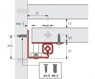 Teilauszug für Schreibplatten Quadro 25 Belastbarkeit 25 kg