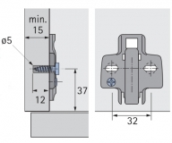 Anschraub-Kreuzmontageplatte TOP 3mm sensys, für Bohrungen 5mm
