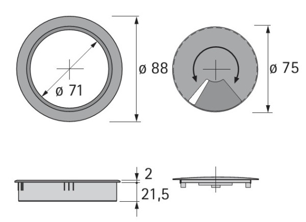Kabeldurchlass 80mm schwarz