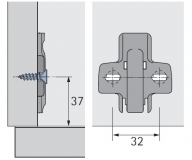 Anschraub-Kreuzmontageplatte 1,5mm für Senkholzschrauben