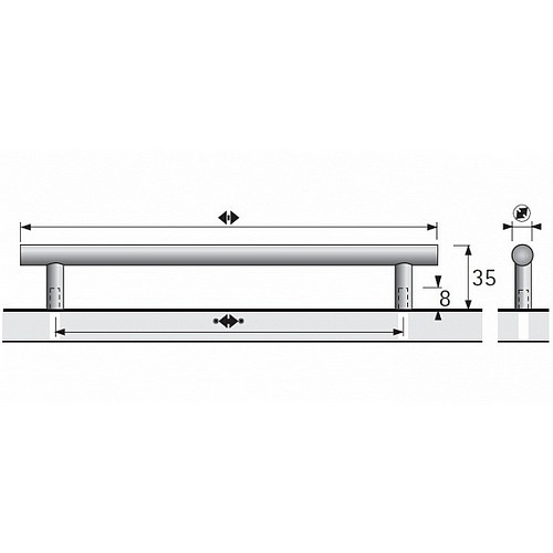 Möbelgriff -Salvia- Bohrabstand 2x720mm Edelstahl Durchm. 12mm