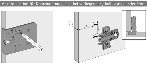 Ankörnlehre für Anschraub-Kreuzmontageplatten