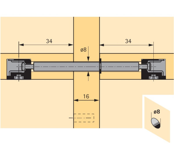 Doppeldübel DU 868 für Rastex 15, Seitendicke 16mm