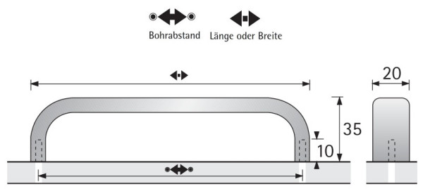 Möbelgriff -Culmen- Bohrabstand 192mm Aluminium Eloxiert