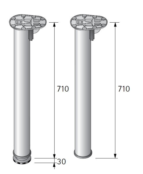 Tischbeine ø50mm x 710mm, klappbar, Edelstahl finish (Set)