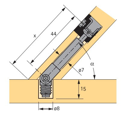 Gelenkdübel DU 634 für Rastex 15, Spannmaß 39mm