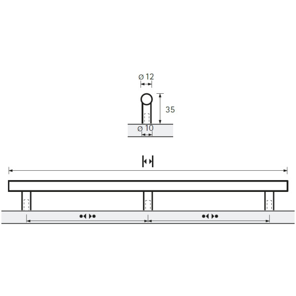 Möbelgriff -Hale- Bohrabstand 2 x 620mm Edelstahl Optik