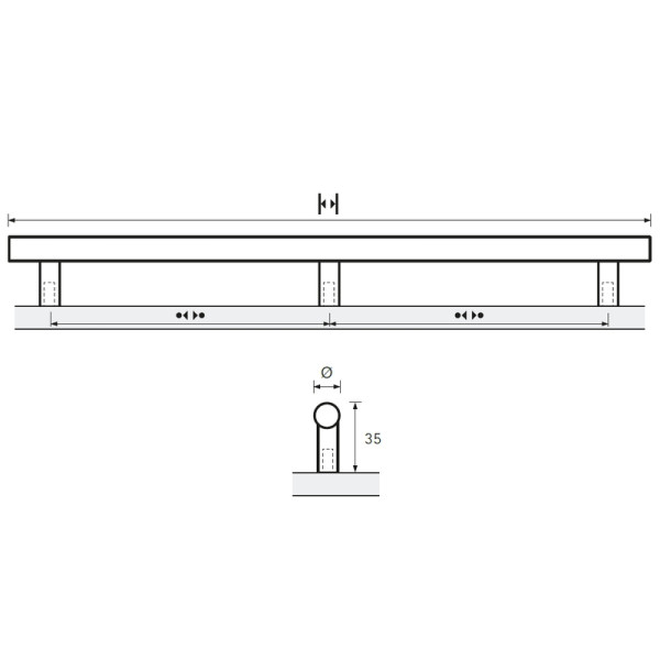 Möbelgriff -Salvia- Bohrabstand 2x480mm Edelstahl Durchm. 14mm