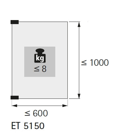 Glastürscharnier ET 5150 vernickelt matt (Garnitur)