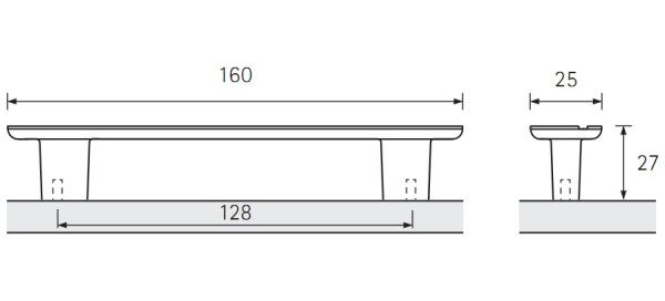 Möbelgriff -Celista- Bohrabstend 128mm Edelstahl Optik