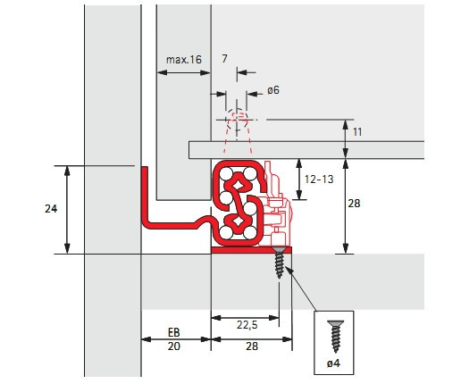 Quadro V6 BM Vollauszug Silent System 450mm