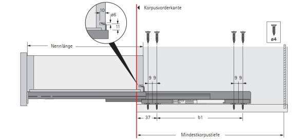 Quadro V6 BM Vollauszug Silent System 450mm