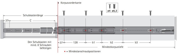 Kugelauszug KA 4532 Silent System Vollauszug 300mm (Garnitur)