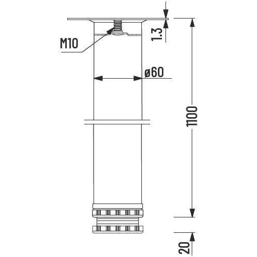Tischbeine ø60mm x 1100mm aus Stahl Oberfläche Chrom (Set)