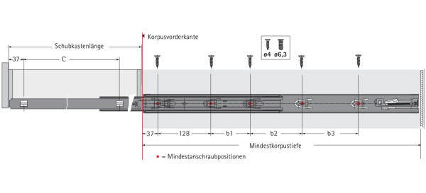 Kugelauszug KA 4532 AM Silent System Vollauszug 300mm (Garnitur)