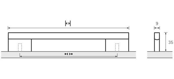Möbelgriff -Imperia- Bohrabstand 560mm, Edelstahl Optik