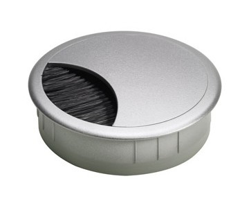 Kabeldurchlass 80mm mit Bürste Aluminium Optik