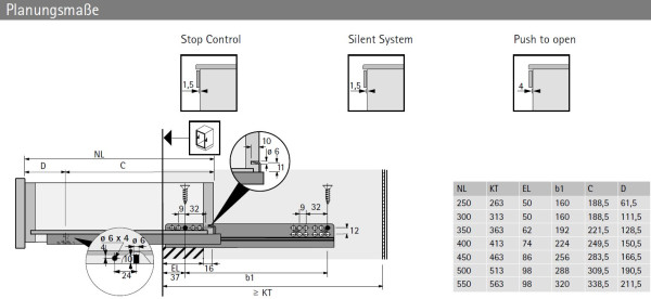 Quadro 25 Teilauszug mit Silent System 320mm