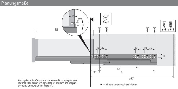 Quadro V6 push to open, Vollauszug Nennlänge 420mm