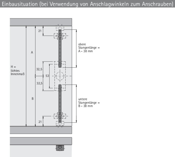 Set Zylinderschubstangenschloss Prestige 2000 rechts schließend