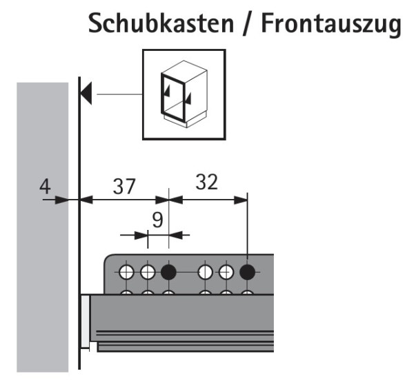 QuadroV6 Push to open für InnoTech Nennl. 520mm Korpusseite 19mm