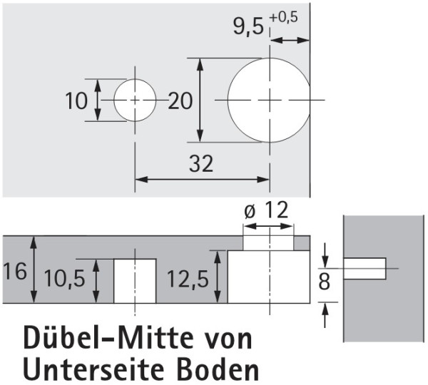 Exzenter Verbindungsbeschlag VB 36 M für Böden 16mm
