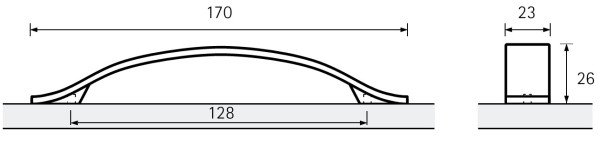 Möbelgriff -Genoa- Bohrabstand 128mm Edelstahl Optik
