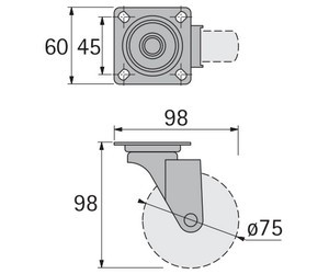 Lenkrollen-Adapter Amar drive Chrom matt 75mm