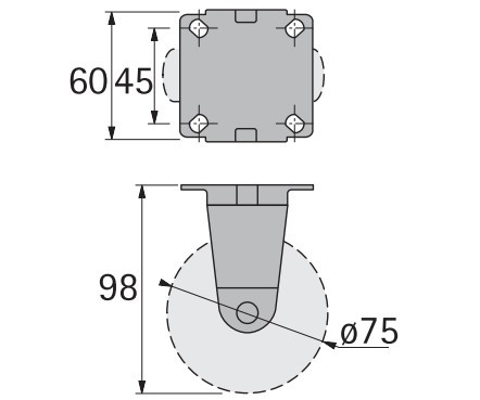 Bockrollen-Adapter Amar fix Chrom matt 75mm