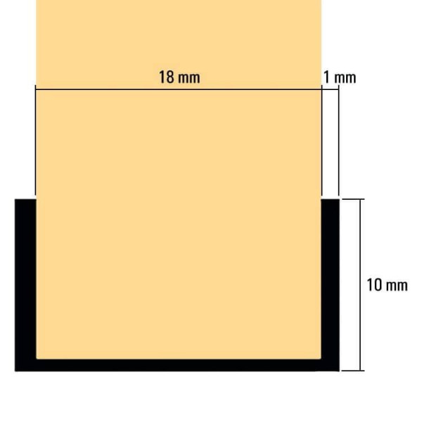 U-Profil 18mm Tiefschwarz RAL 9005 Länge 260cm