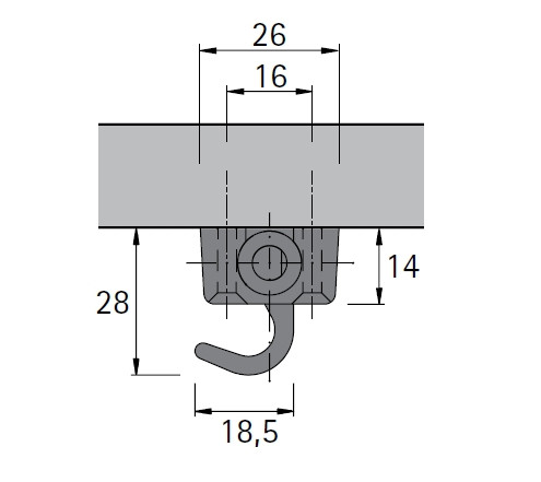 Schließhaken links für Drehstangen 6mm