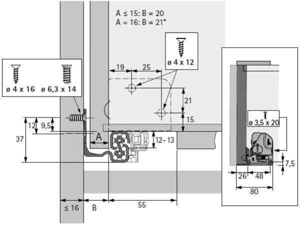 Set Quadro 4D V6 Vollauszug mit Silent System 550mm