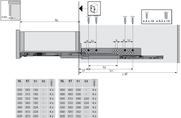 Quadro 4D V6 Push to open, Vollauszug Nennlänge 420mm