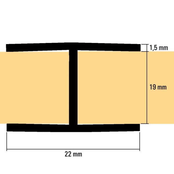 H-Profil, 19 mm, Reinweiß, 2600mm